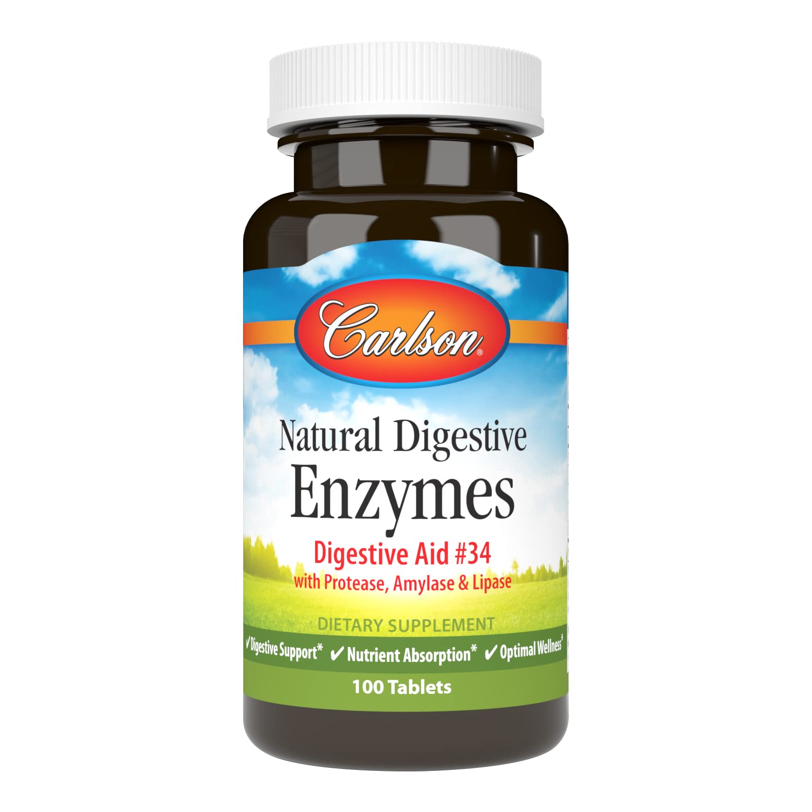 Carlson Natural Digestive Enzymes Digestive Aid #34 with Protease, Amylase & Lipase Tablet 100 Tablets