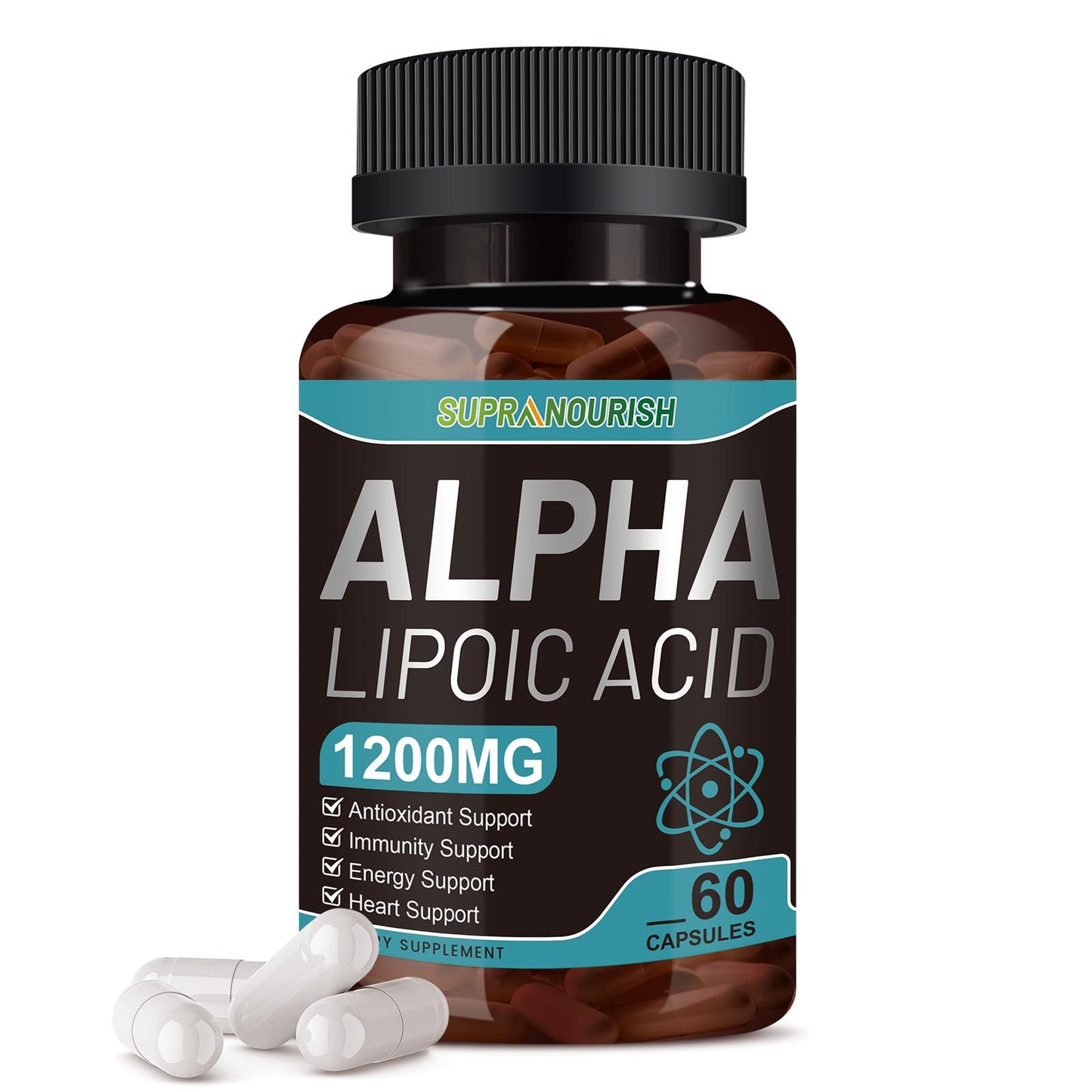 SUPRANOURISH Alpha Lipoic Acid 1000mg 6-in-1 Nerve Support Supplement with Benfotiamine, B1, B12, Grape Seed & Ubiquinol Non-GMO, 60 Capsules