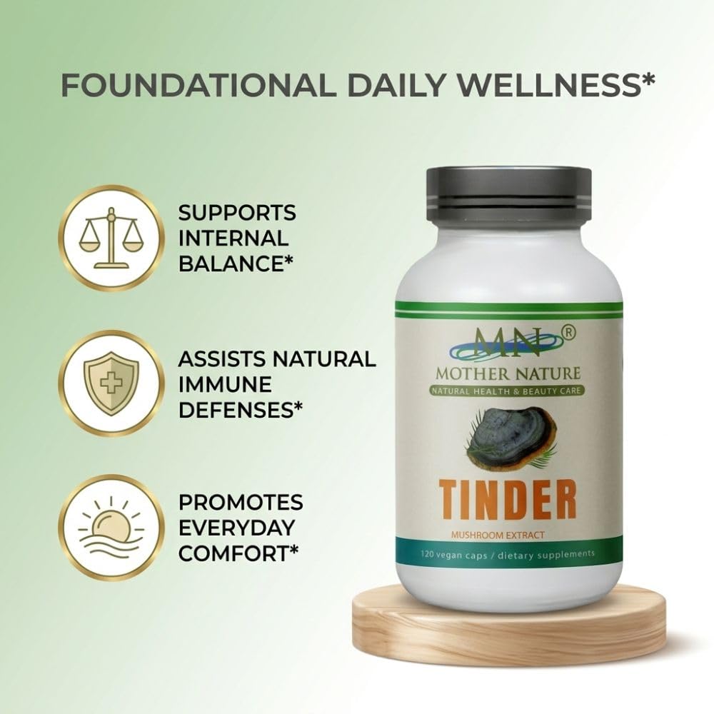 Mn Mother Nature Inc Tinder Mushroom Extract 500mg Fomes Fomentarius Fruiting Body Capsules 120