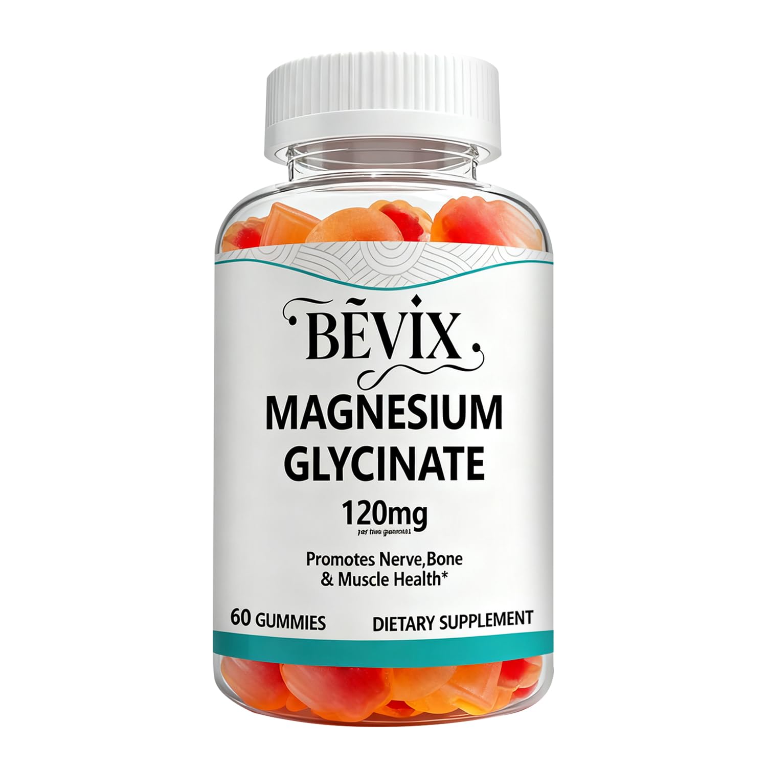 BEVIX Magnesium Glycinate Gummies 120mg, 60 Gummies