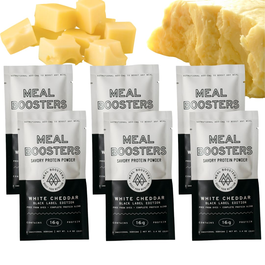 Meal Boosters Savory Protein Powder, White Cheddar Flavor Complete Protein Blend, Powder, Sampler Pack, 6 Servings