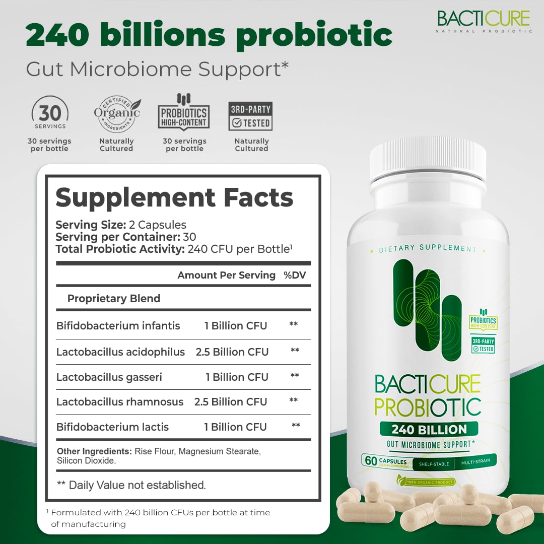 BACTICURE Probiotic Capsule, 60 Count