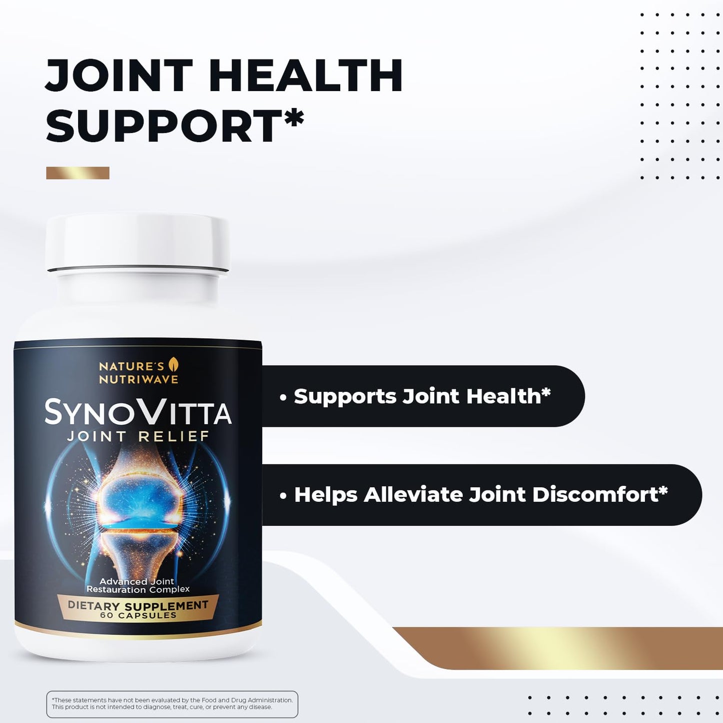 Nature’s NutriWave SynoVitta – Natural Joint Support Supplement with MSM, Glucosamine, Turmeric & Boswellia, 180 Capsules