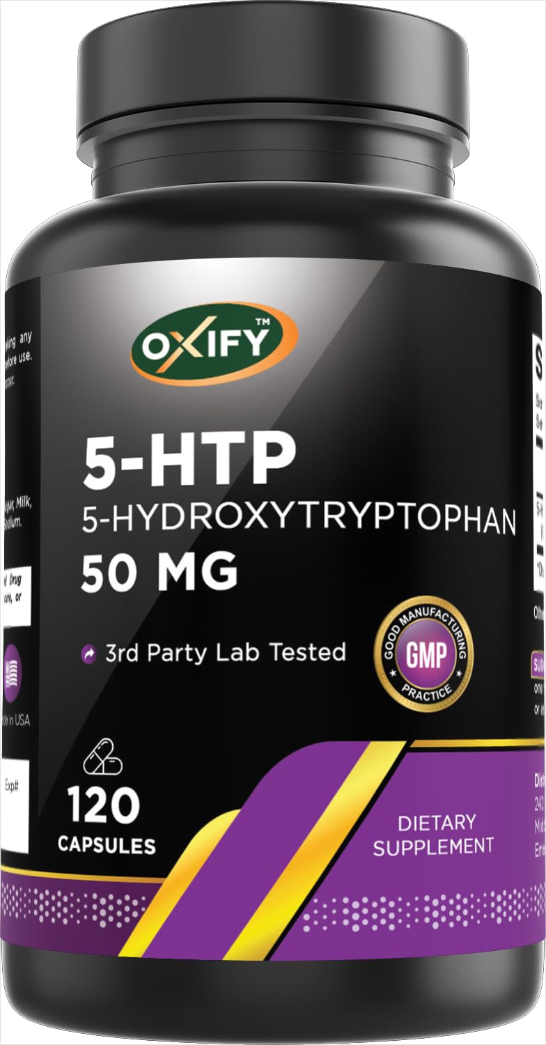 Oxify 5-HTP 5-Hydroxytryptophan 50 mg, 120 Capsules