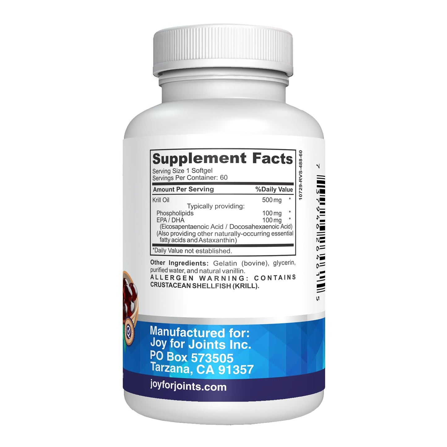 Vitality Span Krill Oil 500mg Omega-3 Astaxanthin Choline DHA EPA Softgels 60