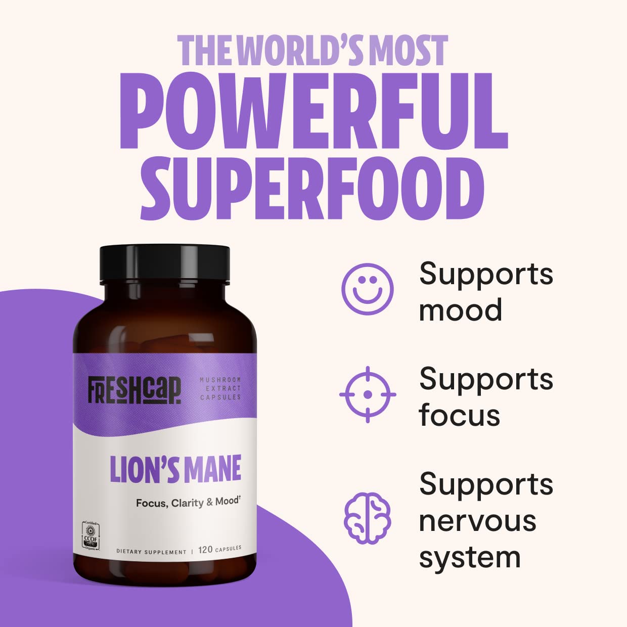 FreshCap Mushrooms Popular Mushrooms Bundle (Lions Mane, Cordyceps, Ultimate Mushroom Complex) Capsules, 3 Capsules