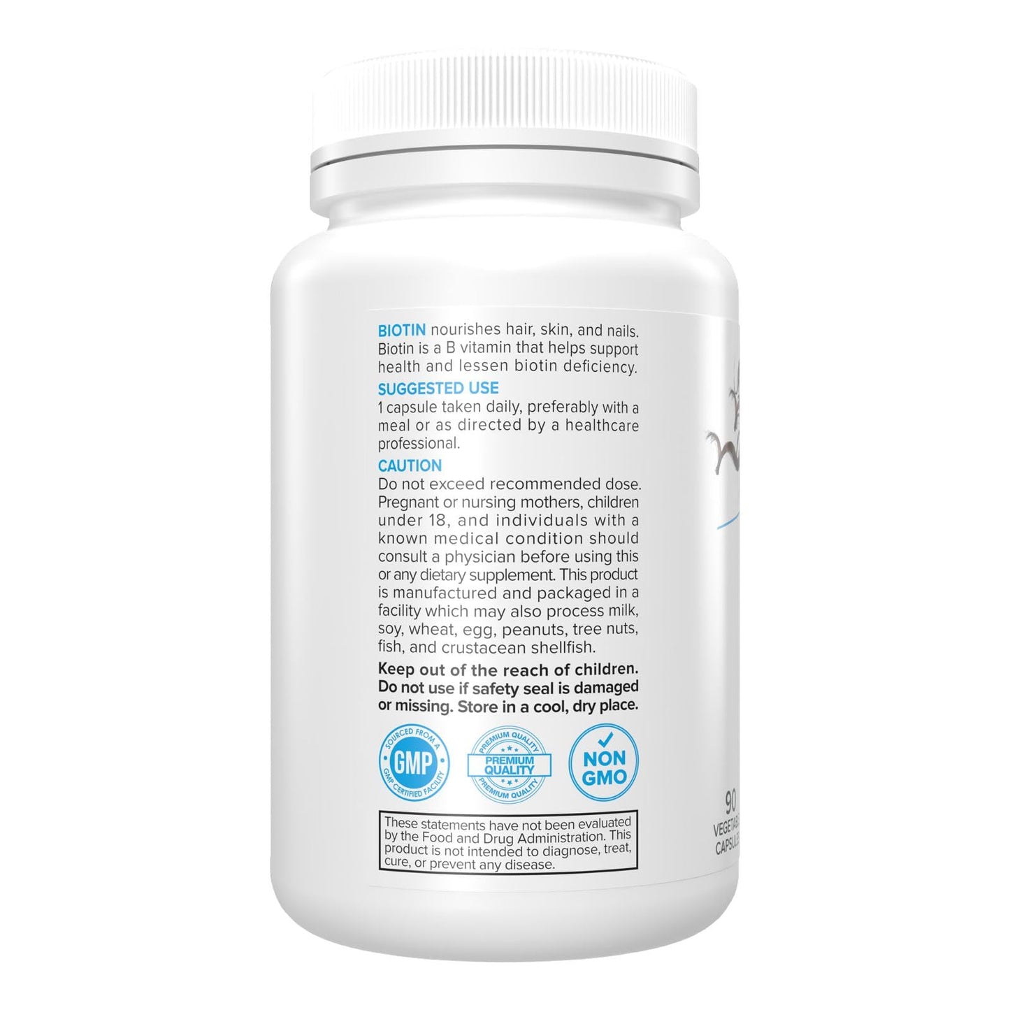Portions Master Biotin 10000mcg, Hair, Nails & Skin Capsules, 90 Count