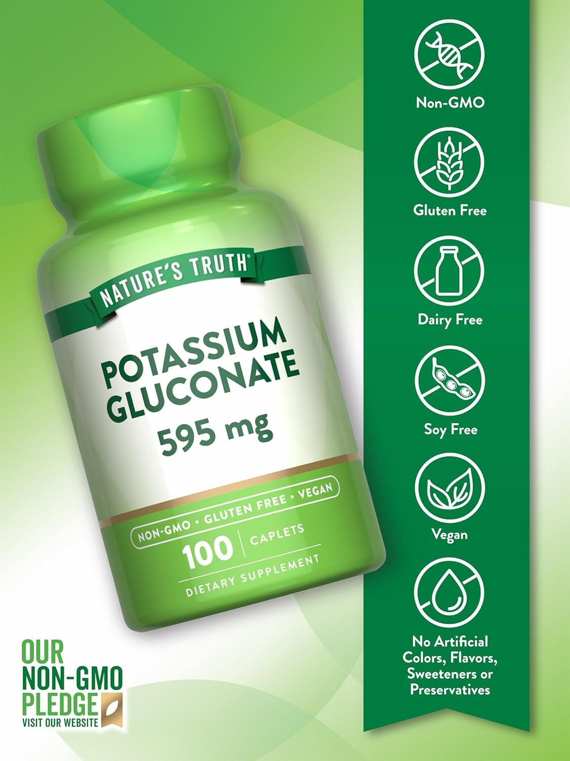 Nature's Truth Potassium Gluconate 595 mg Capsules 300