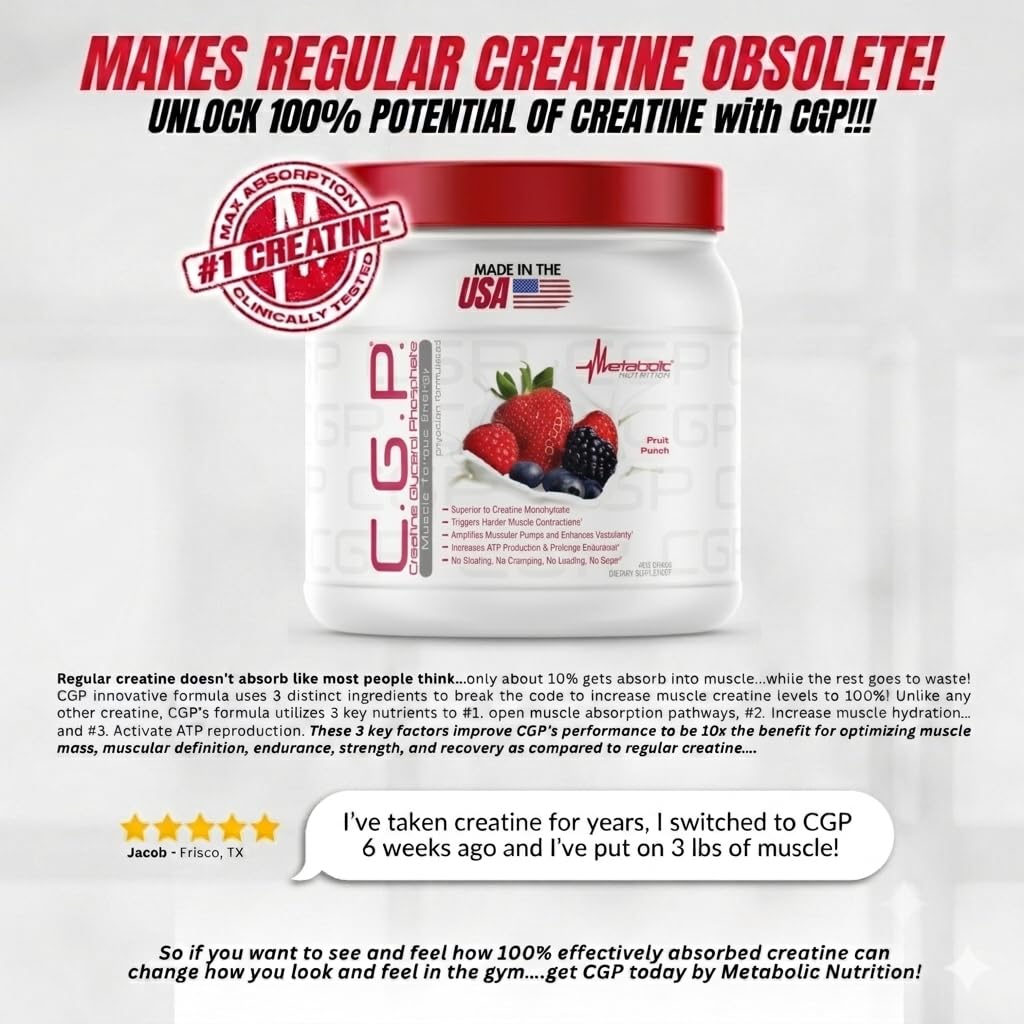 Metabolic Nutrition CGP Creatine Glycerol Phosphate Powder 14.1 oz