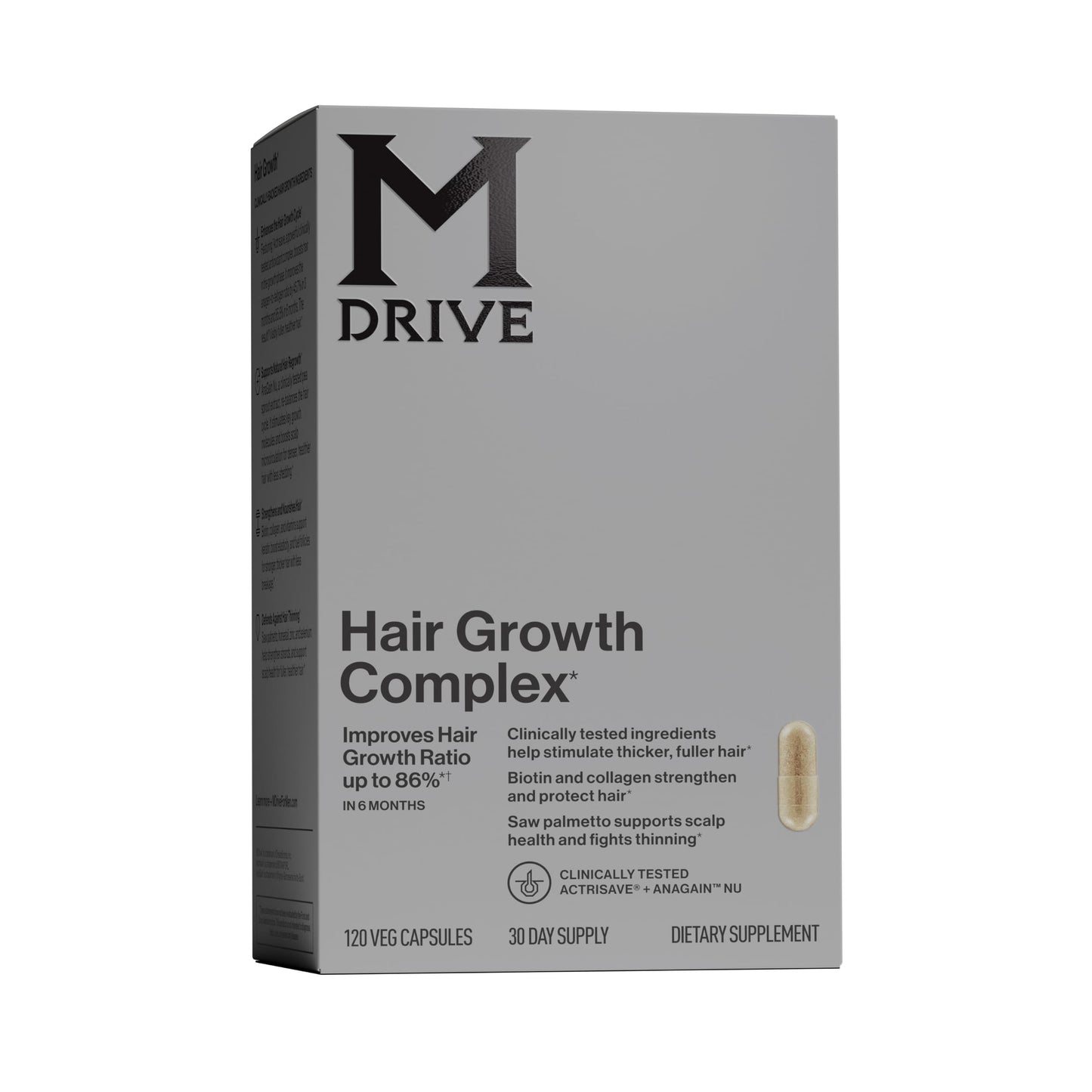 Mdrive Men's Hair Growth Complex Biotin Saw Palmetto Capsules, 120 Count