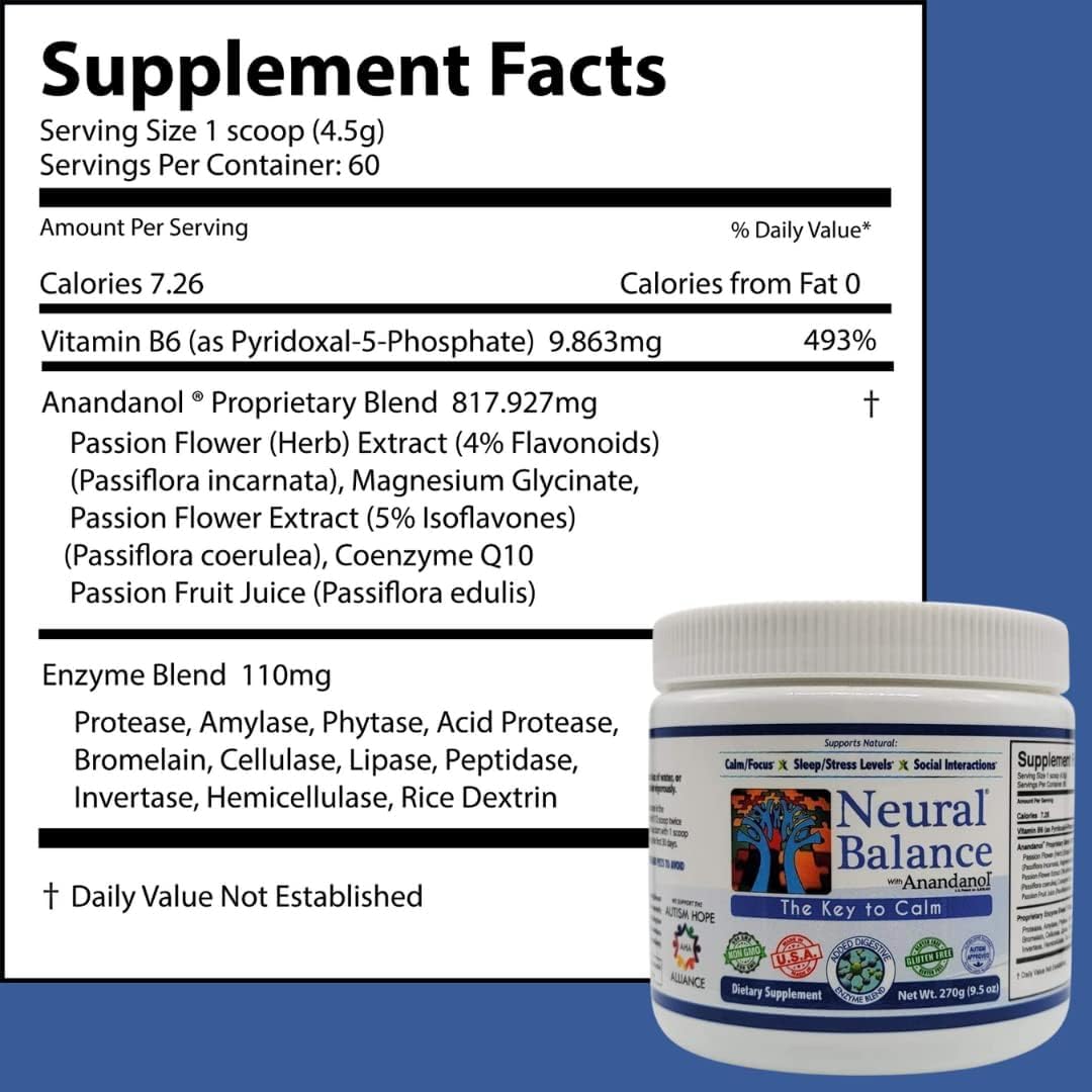 NEURAL BALANCE Anandanol with Proprietary Digestive Enzyme Blend Powder 9.5 Ounce