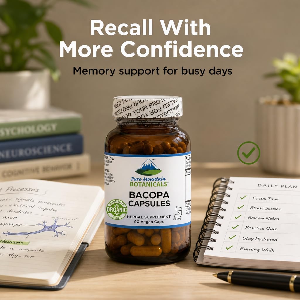 Pure Mountain Botanicals Bacopa Monnieri Capsules 90 Count