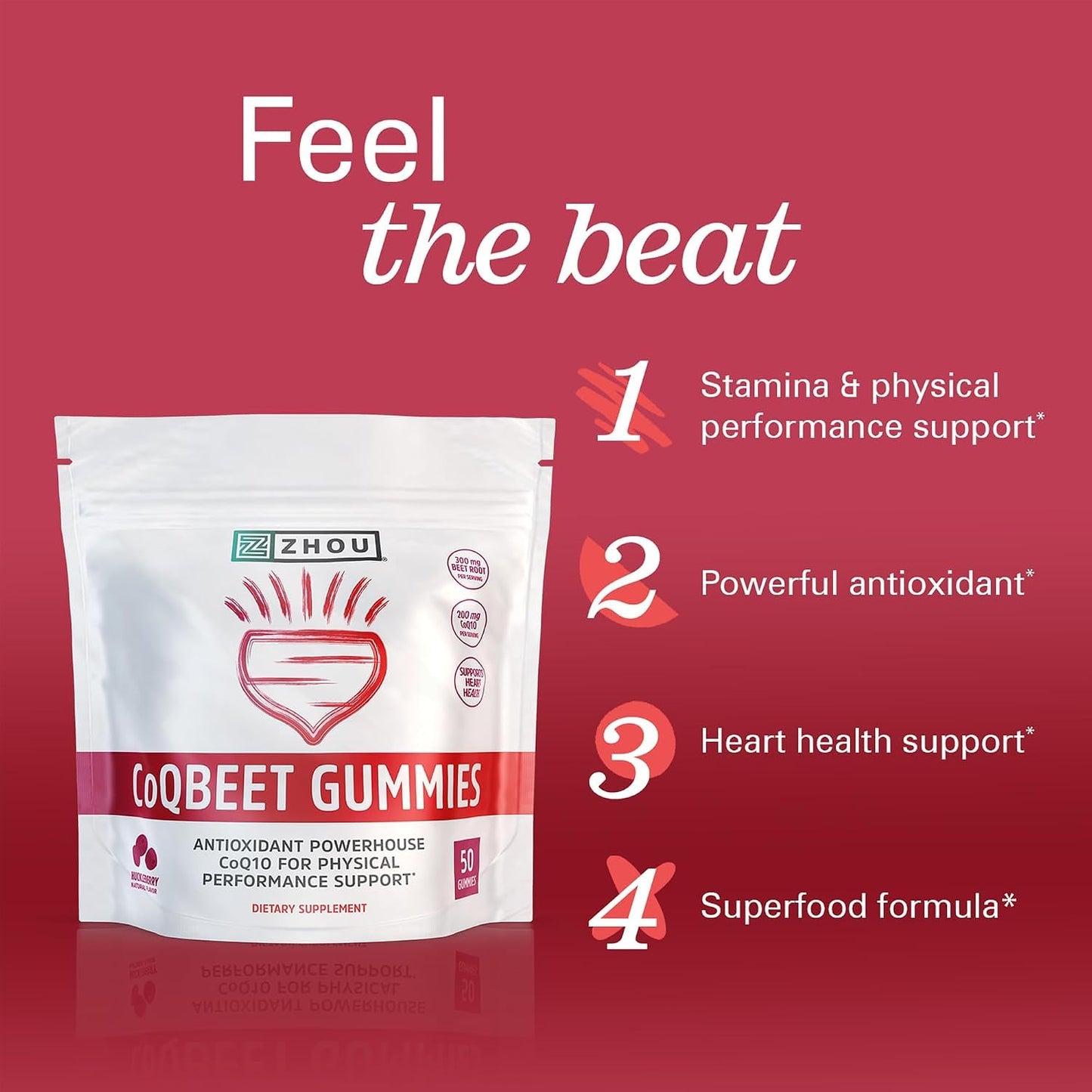 ZHOU CoQBeet Gummies 50 Count