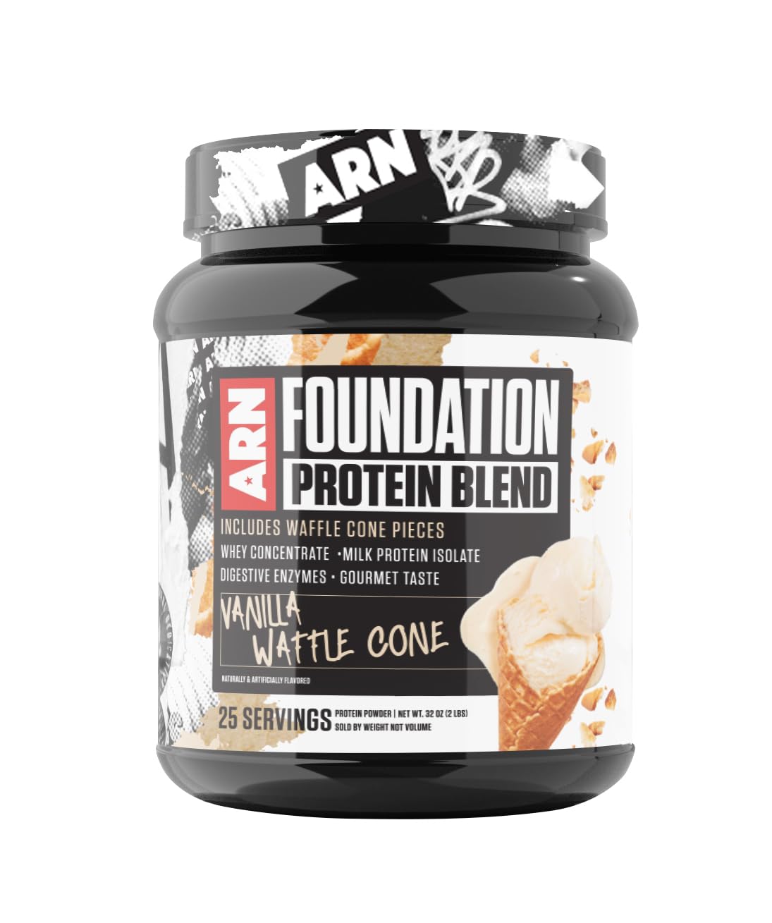 Arms Race Nutrition Foundation Protein Blend Vanilla Waffle Cone Powder 32 Servings