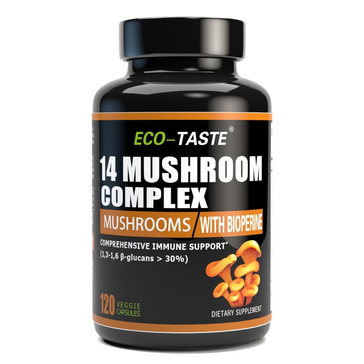 ECO-TASTE 14 Mushrooms Supplement Capsules 120 Count