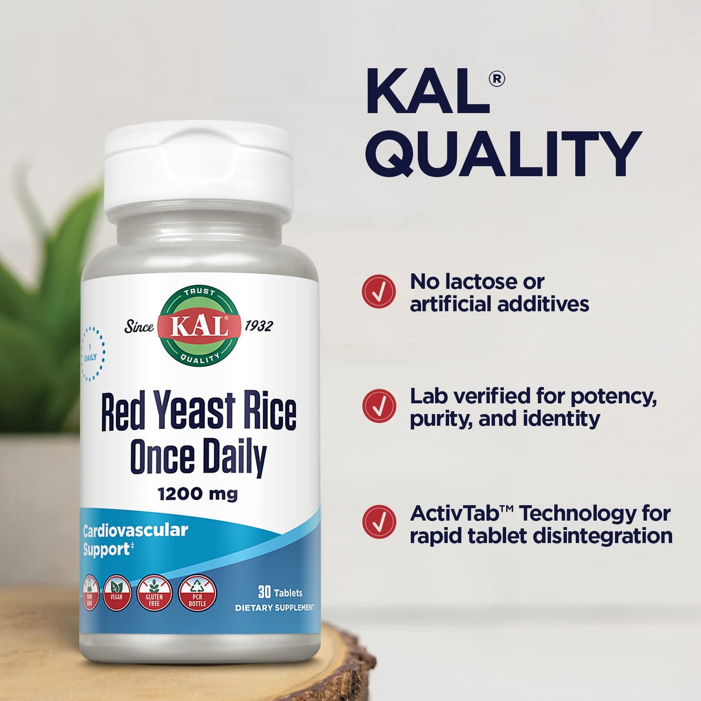 KAL Red Yeast Rice Once Daily 1200mg 30 Tablets