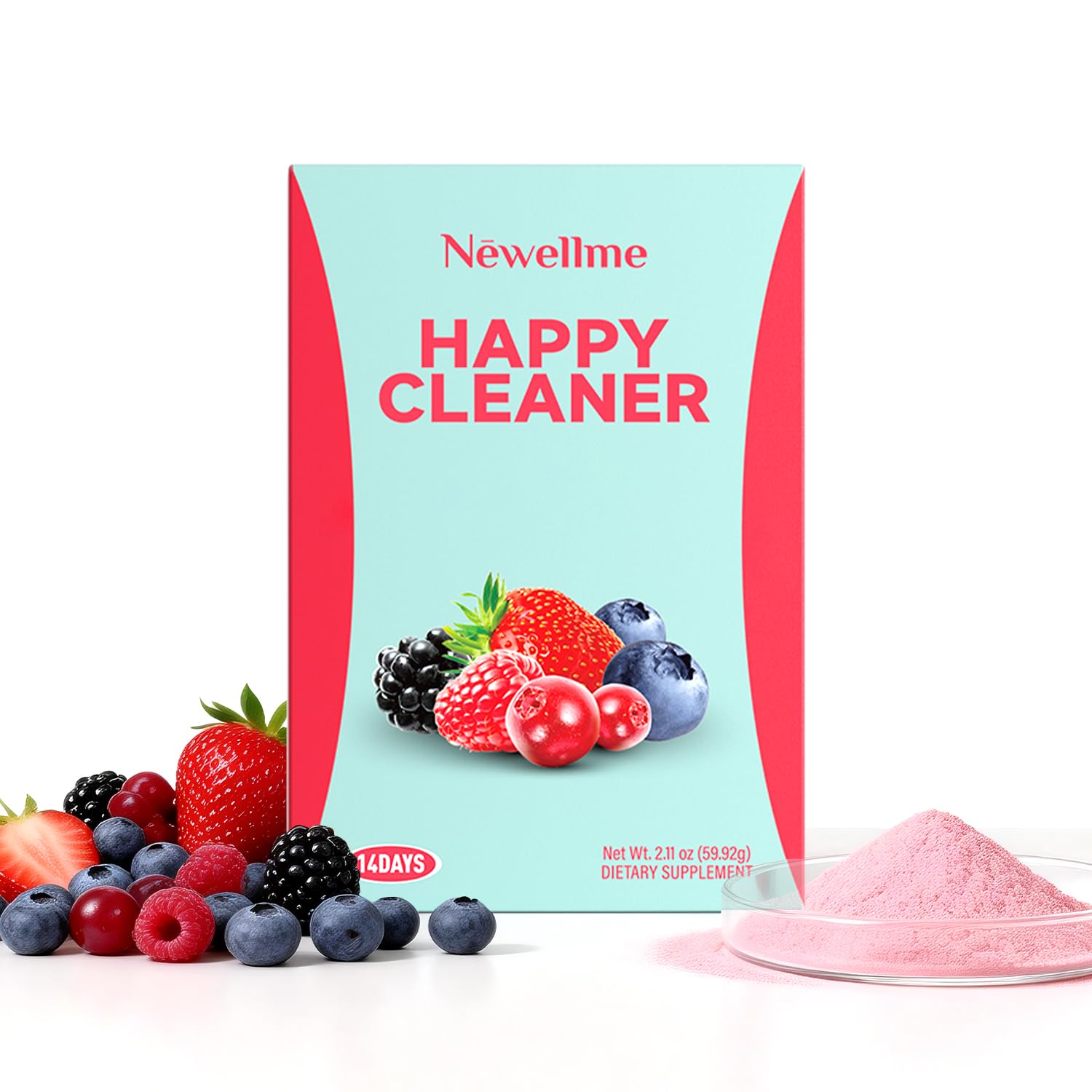 NEWELLME Happy Cleaner Superfood Powder, 14 Packets