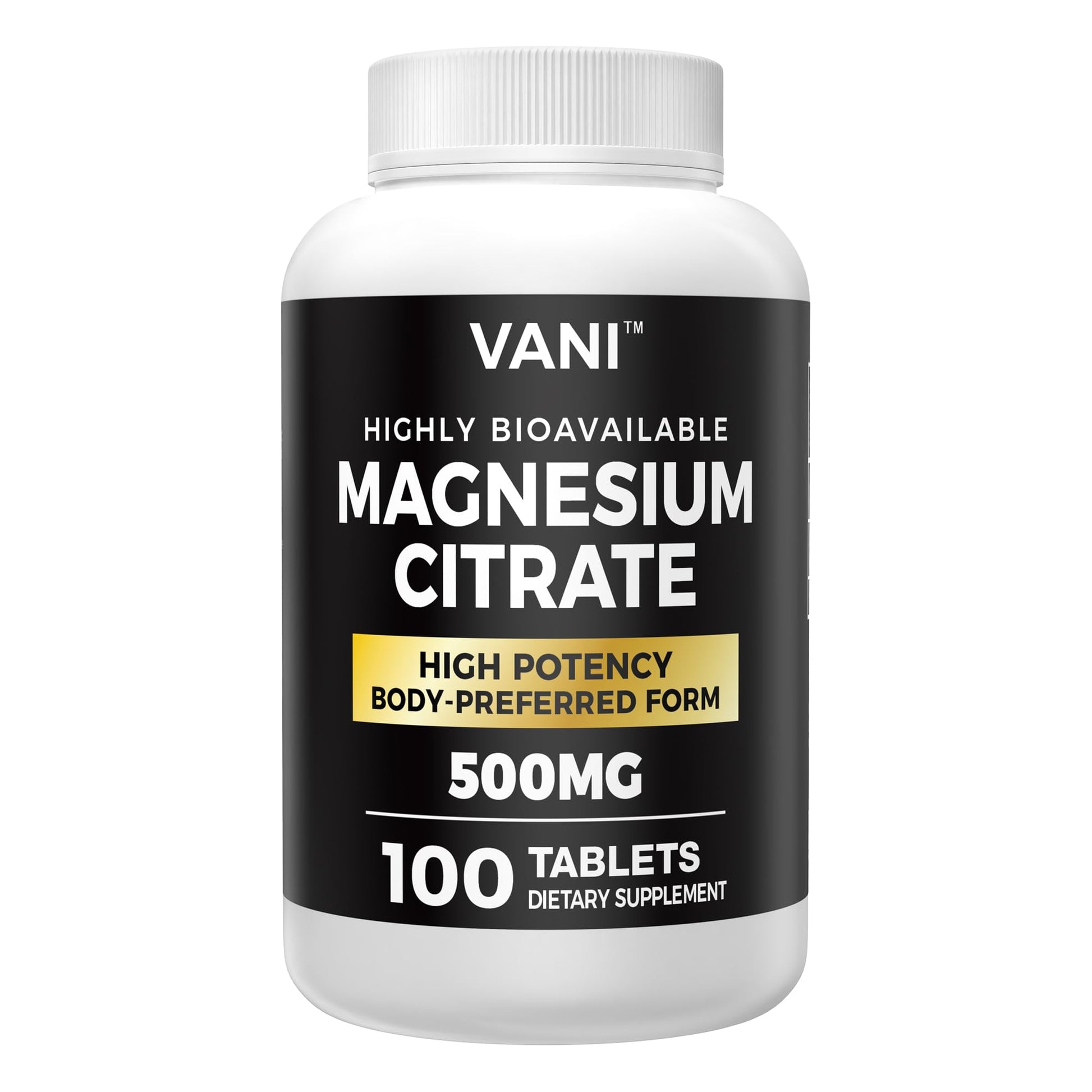 VANI Magnesium Citrate 500 mg Tablets, 100 Count