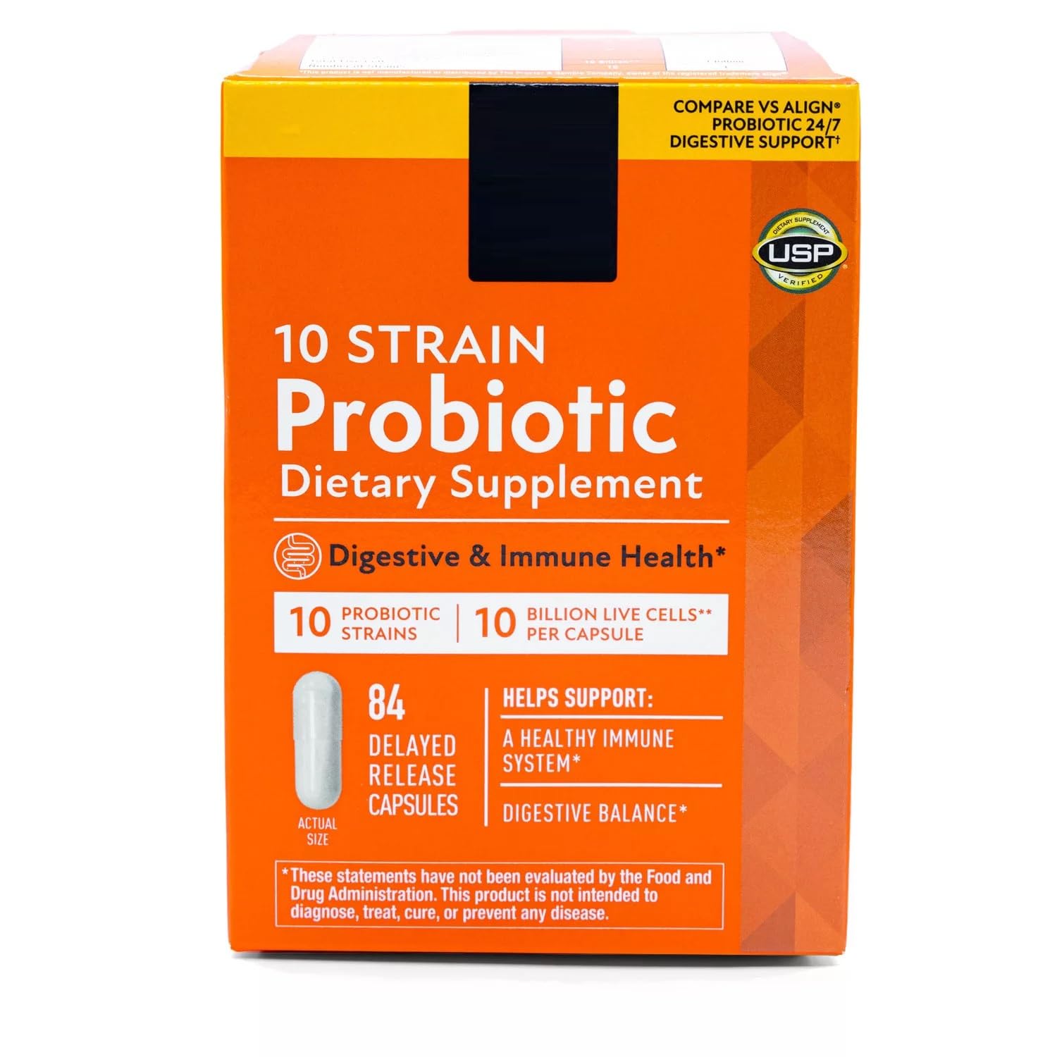 Generic 10-Strain Probiotic Digestive Care Supplement Capsules, 84 Count