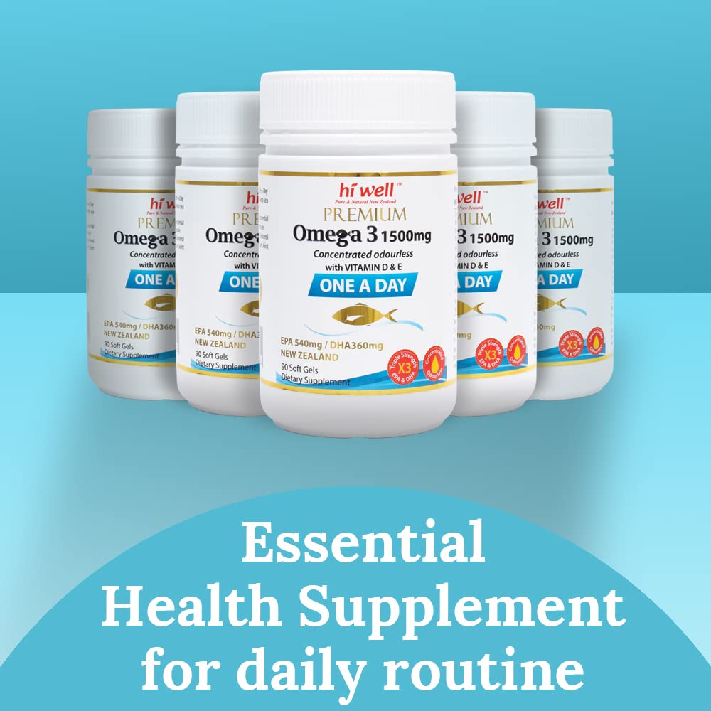 HI WELL PURE & NATURAL NEW ZEALAND Premium Omega 3 1500mg One A Day Capsule 90