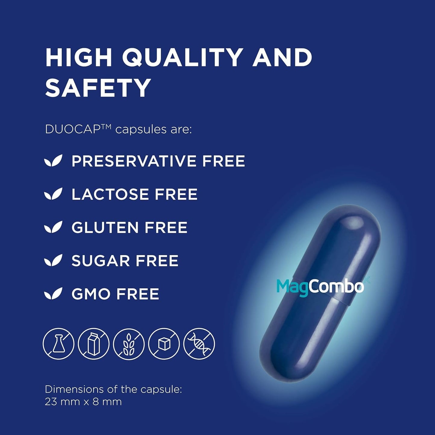MAGCOMBOK MagCombo Concentrated Pure Magnesium, Special Oil Formula for Maximum Absorption, enriched with Vitamins B2, B6, B12 and C, 60 Capsules