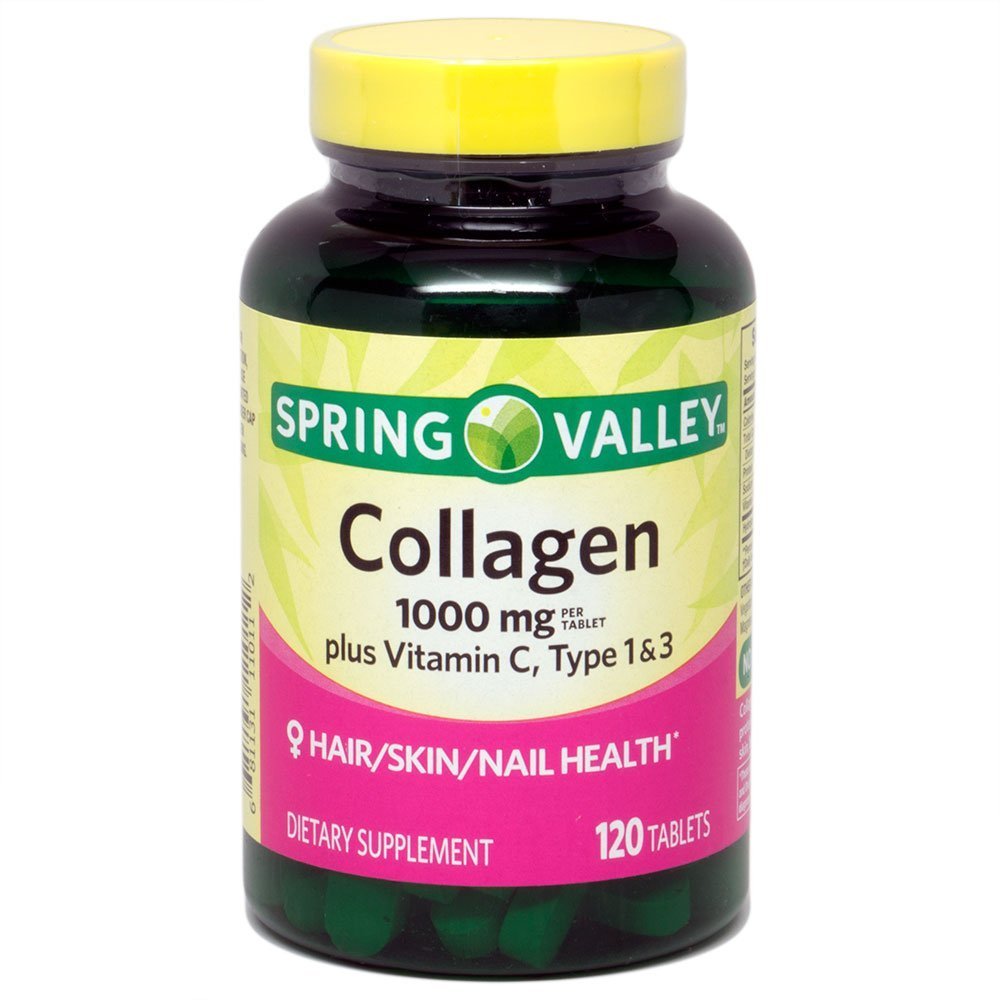 Spring Valley Collagen 1000mg Per Tablet Plus Vitamin C Type 1 & 3, 120 Tablets