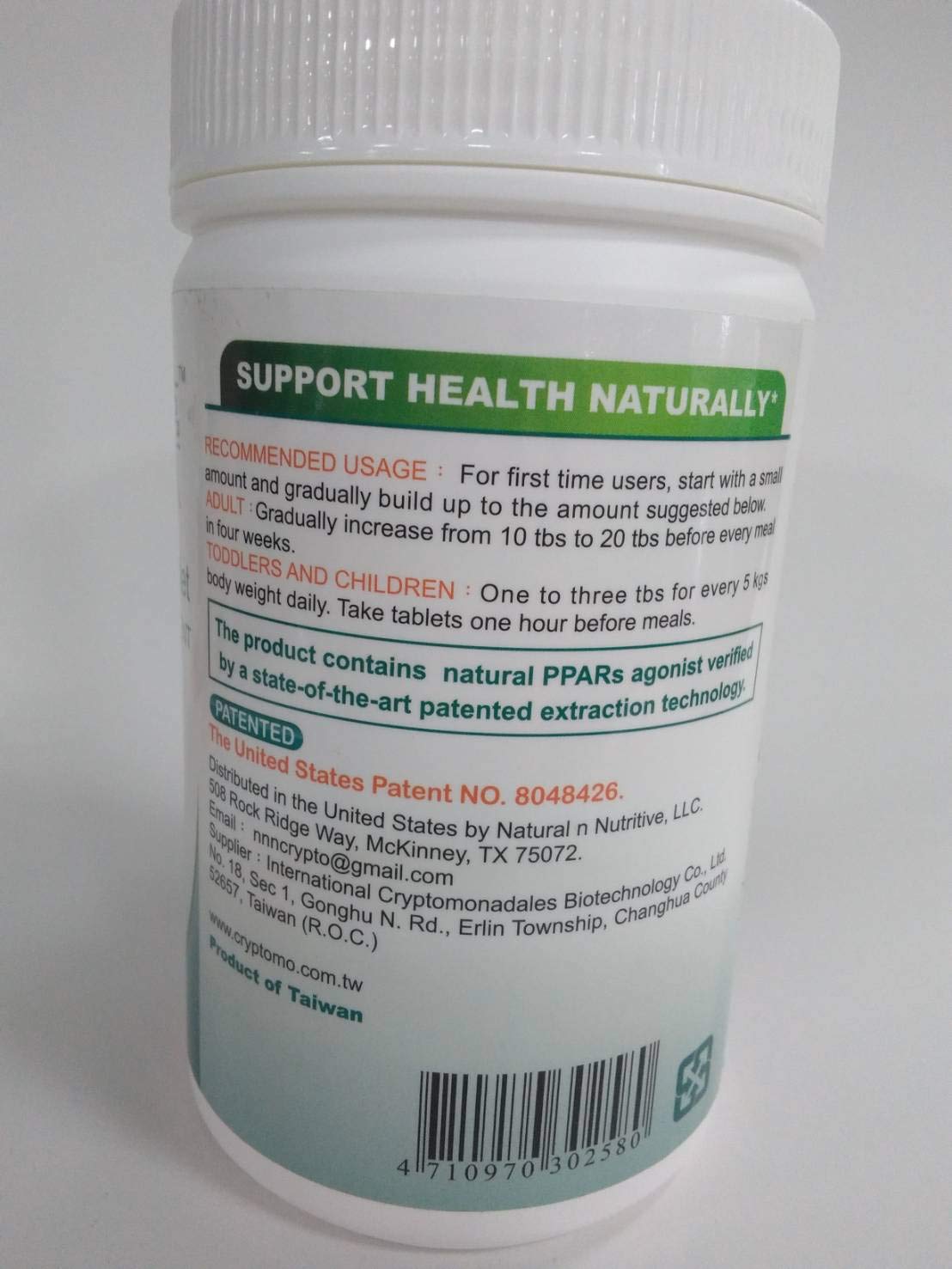 Crypto-PPARs Cryptomonadales Organic Raw Spirulina Chlorella 600 Tablets