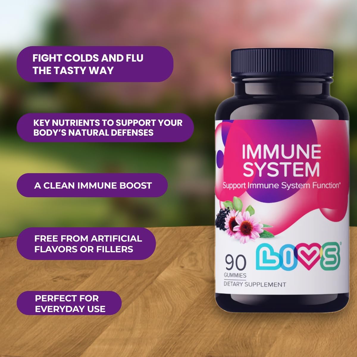 LIVS Immune System Elderberry Gummies, 180 Count