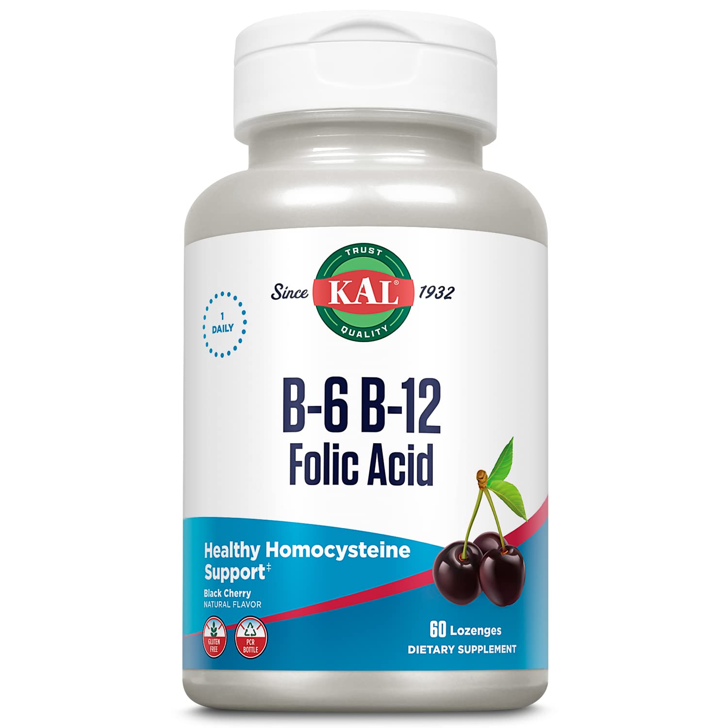 KAL Vitamin B-6 B-12 Folic Acid Supplement 60 Lozenges