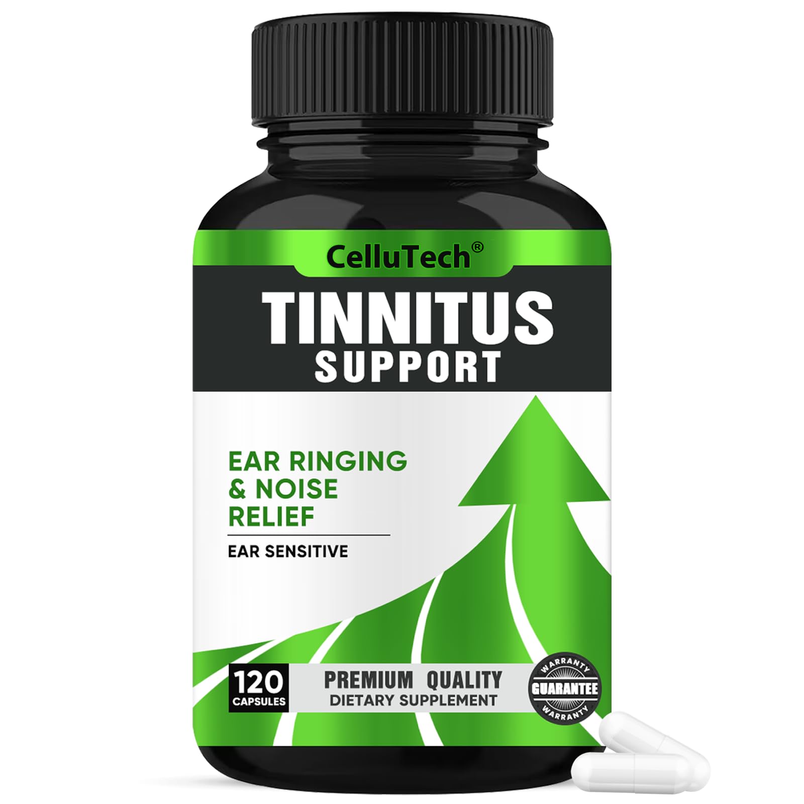 CelluTech Advanced Tinnitus Relief for Ringing Ears Supplement 1200MG, Supports Hearing Loss & Ear Health, 120 Capsules
