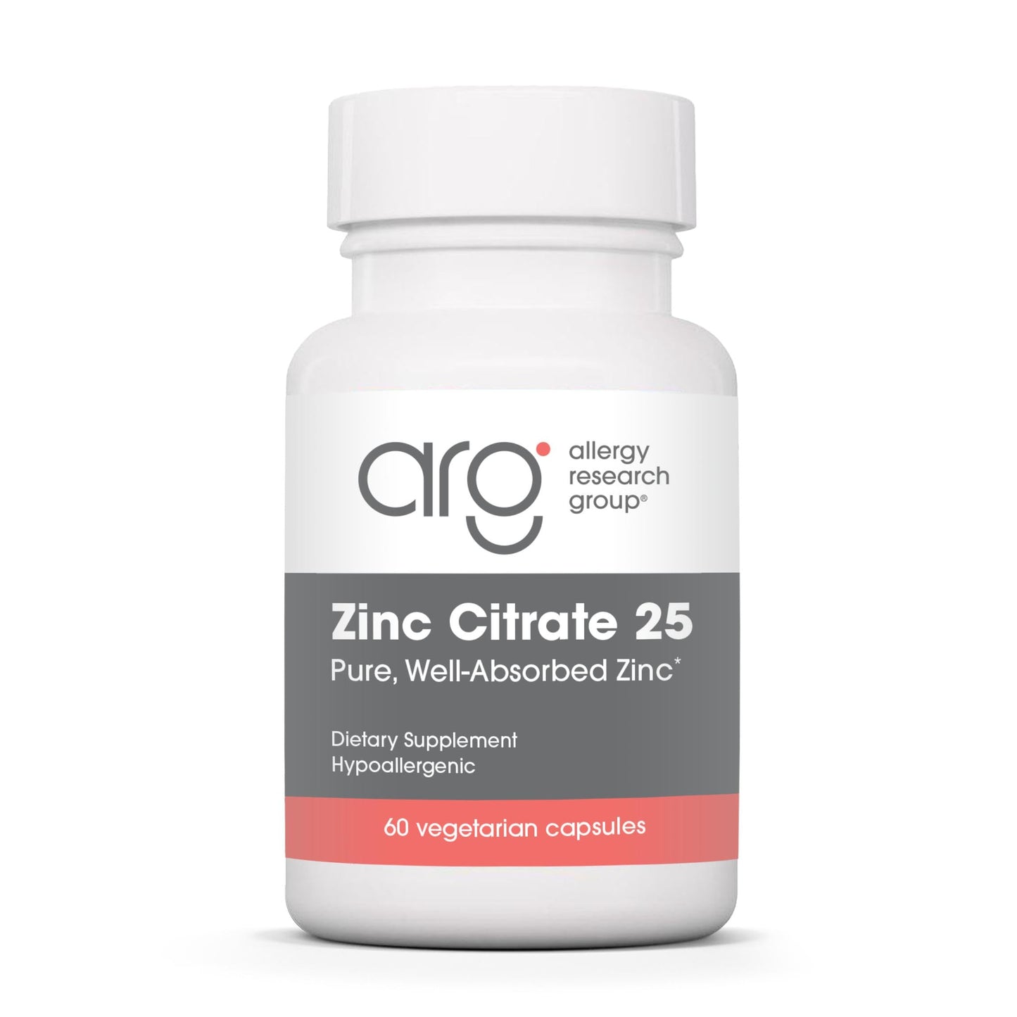 Allergy Research Group Zinc Citrate 25 mg, 60 Capsules