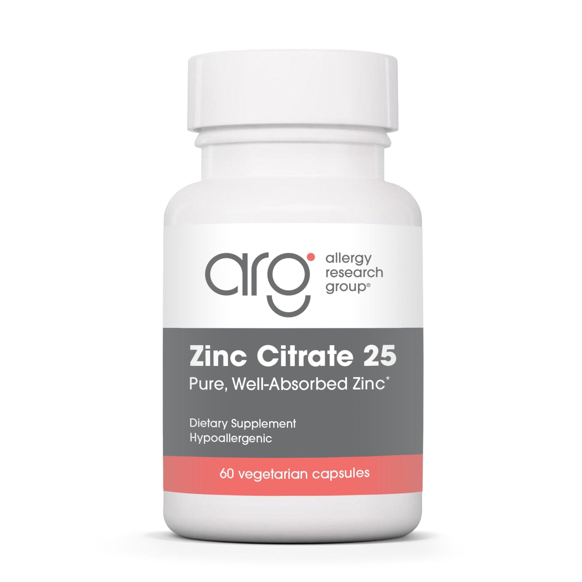 Allergy Research Group Zinc Citrate 25 mg, 60 Capsules