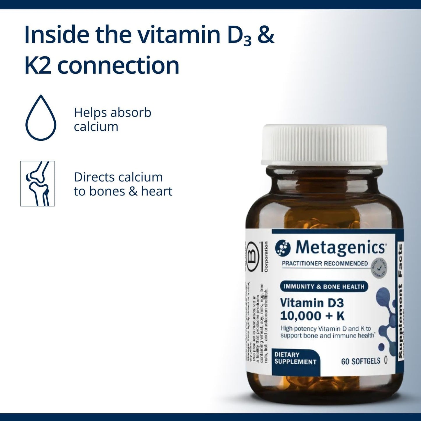 Metagenics Vitamin D3 and Vitamin K2 10,000 IU with MK-7 Softgels 60