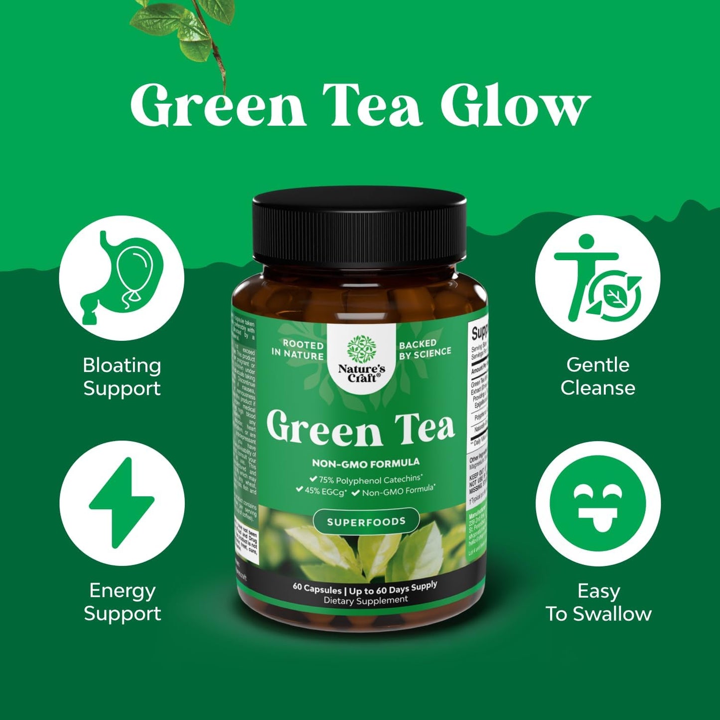 Natures Craft Green Tea Extract Capsules 60 Count