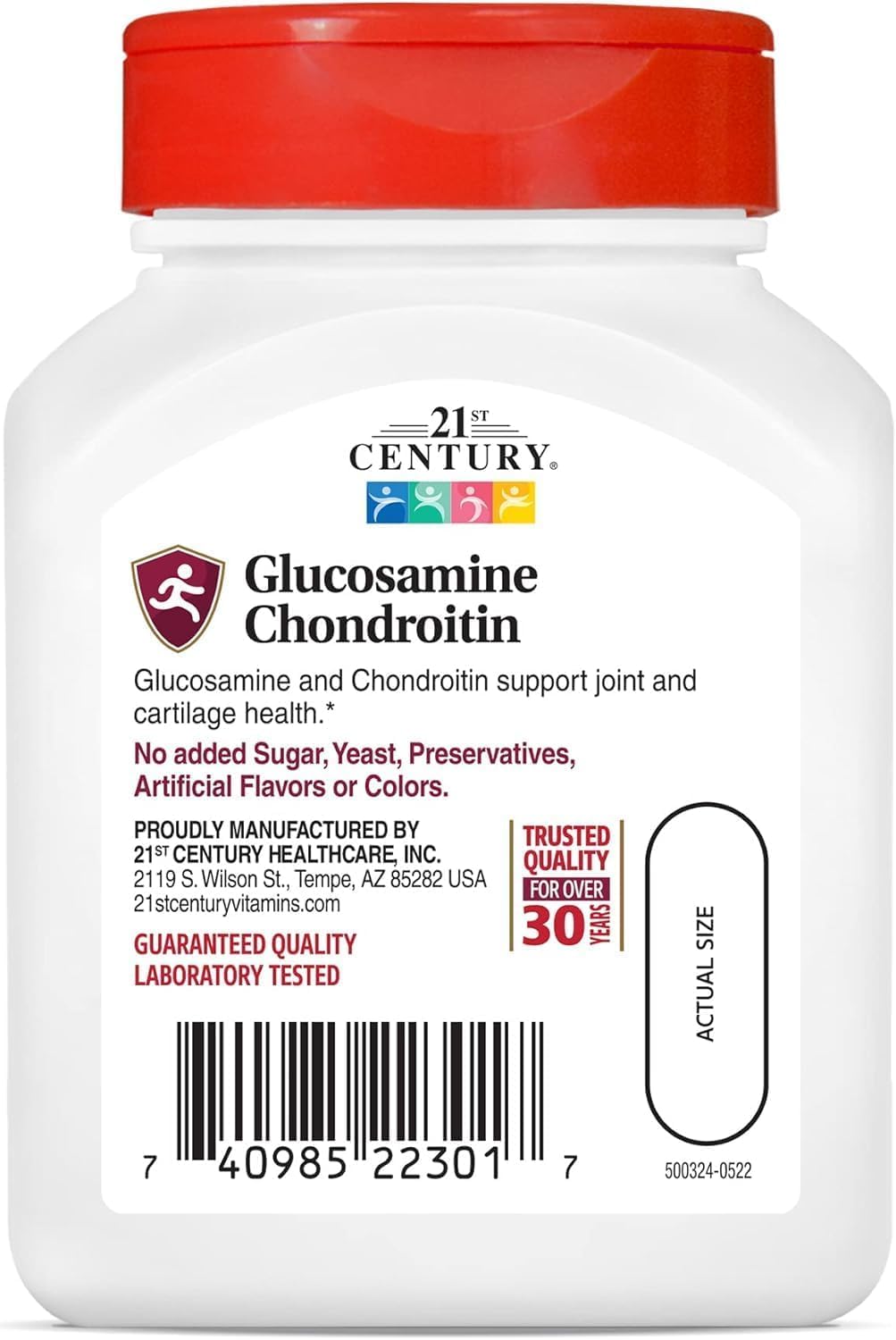 21st Century Glucosamine Chondroitin 500/400mg - Double Strength Capsules, 60 Count