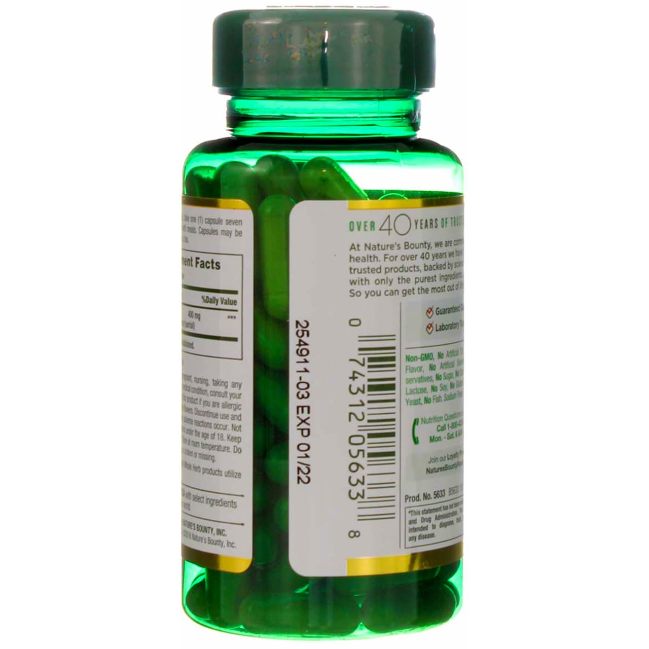 Nature's Bounty Natural Whole Herb Echinacea 400mg Capsules, 200 Count