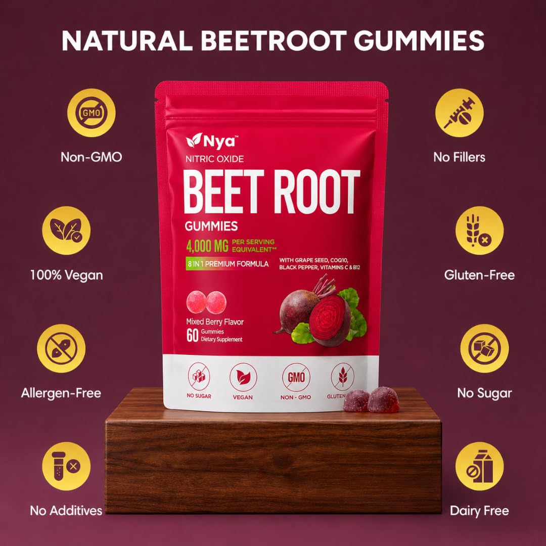 Pricyru NYA Organic Beetroot Gummies, 90 Count