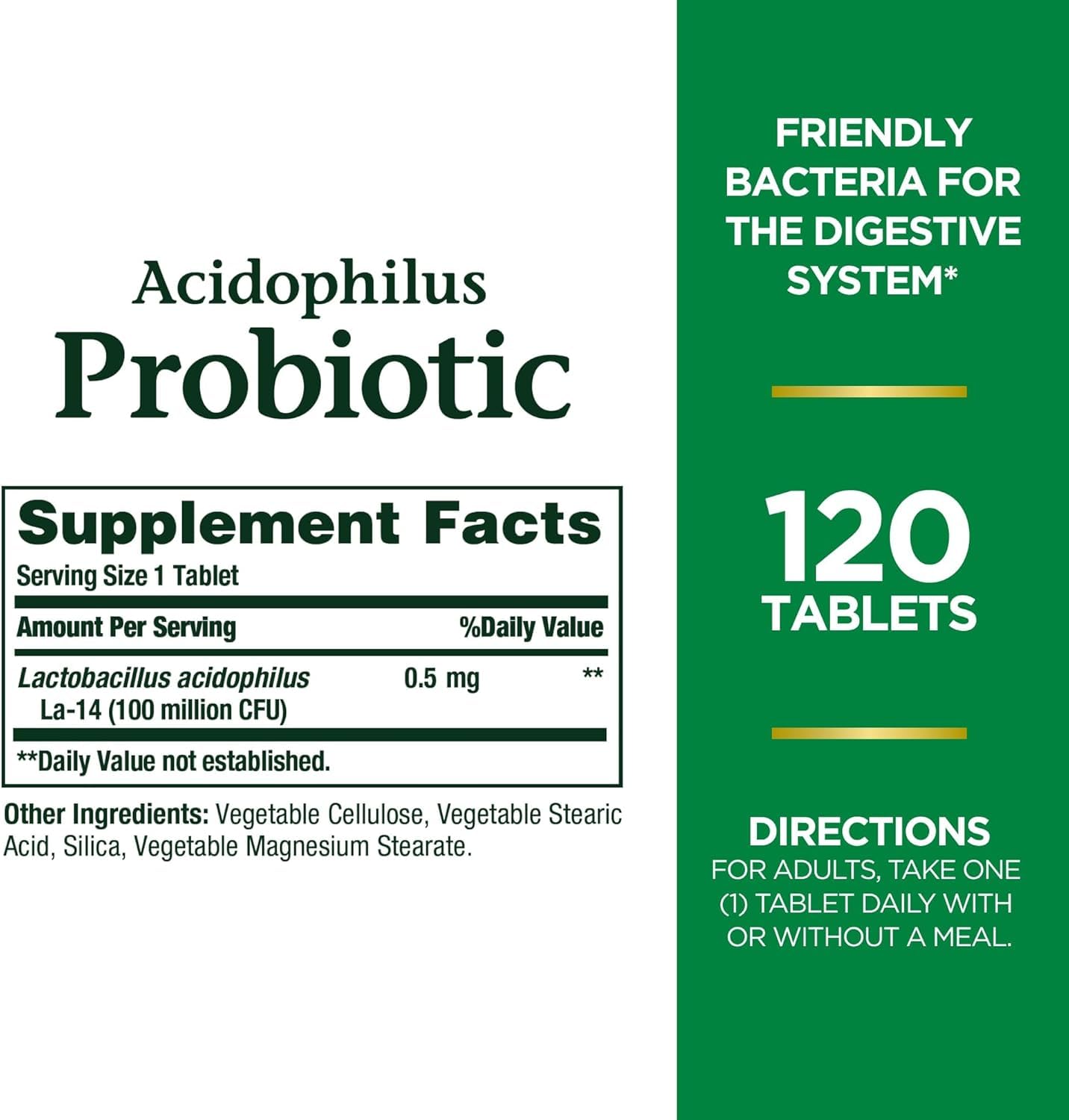 Nature's Bounty Probiotics Dietary Supplement Probiotic Acidophilus 480 Tablets