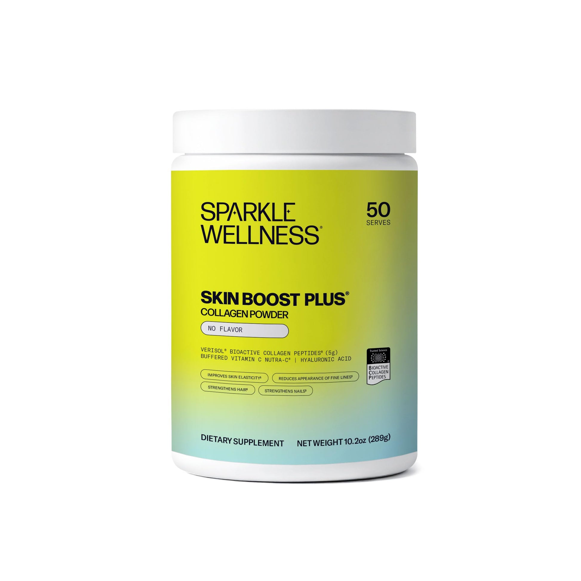 Sparkle Wellness VERISOL Bioactive Hydrolyzed Collagen Peptides Powder with Vitamin C & Hyaluronic Acid for Hair, Skin, and Nail Health Skin Boost Plus (No Flavor), 50 Servings