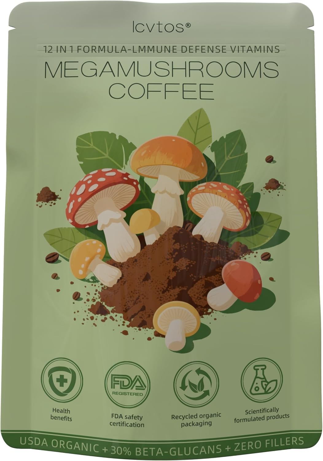 TPbaeke Organic Instant Mushroom Coffee, 12 Adaptogenic Mushrooms with Tuber melanosporum Hydrolyzed Collagen Lion's Mane Chaga Cordyceps Softgel 1 Count