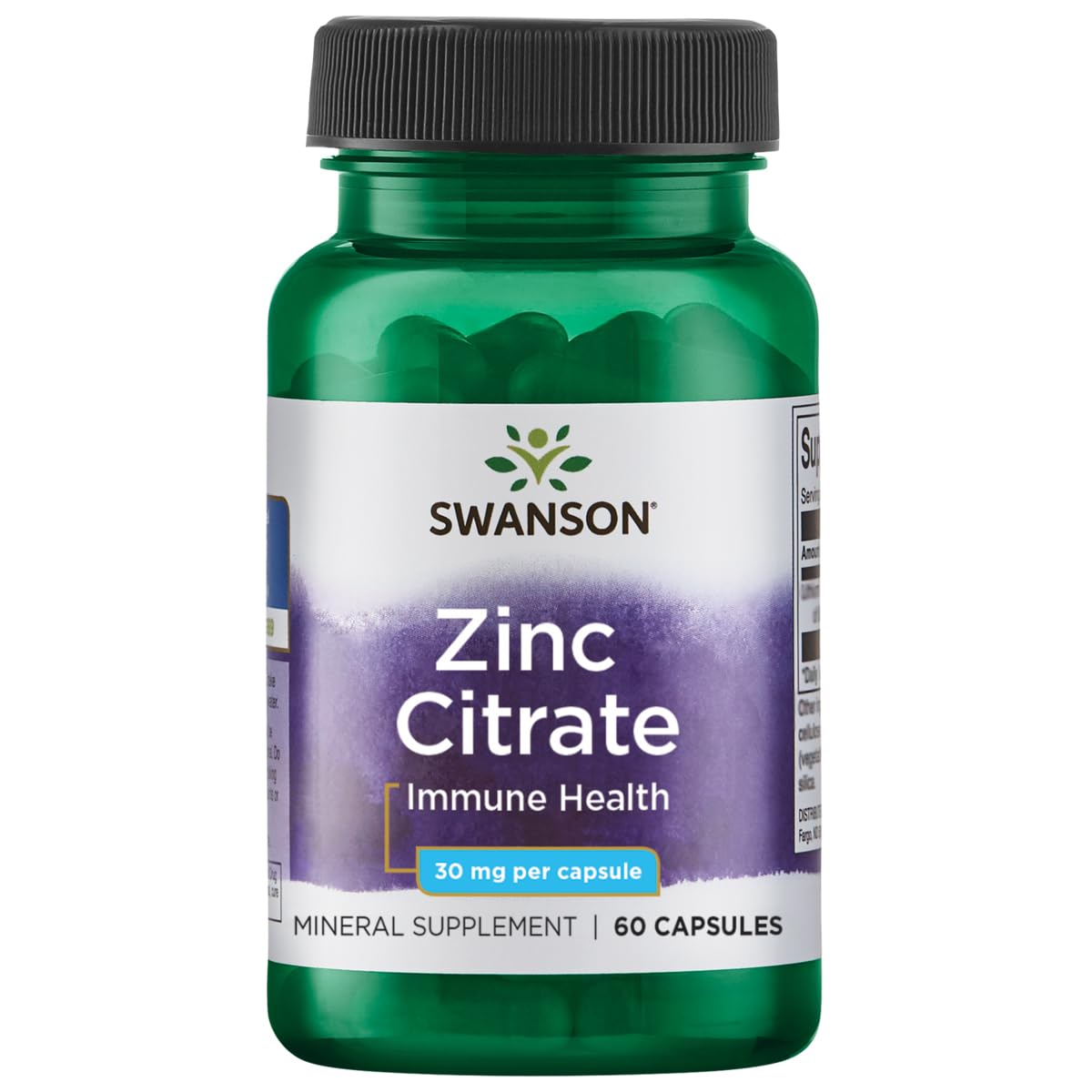 Swanson Zinc (Citrate) 30 mg Capsules, 60 Count
