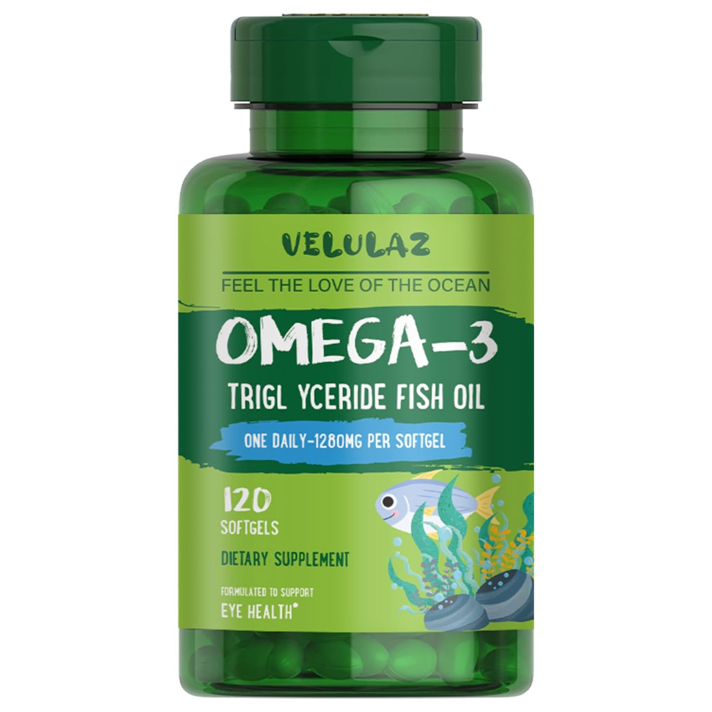 velulaz Omega-3 Fish Oil Softgels 60 Count