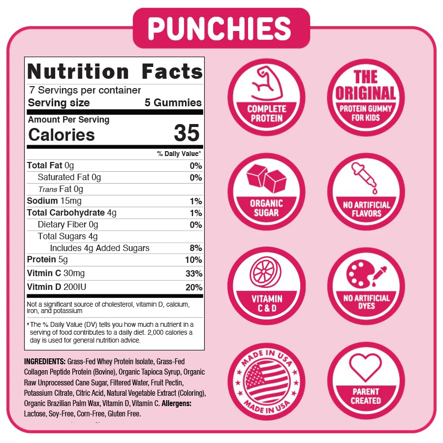 Punchies Protein Gummies for Kids Gummy 140 Count