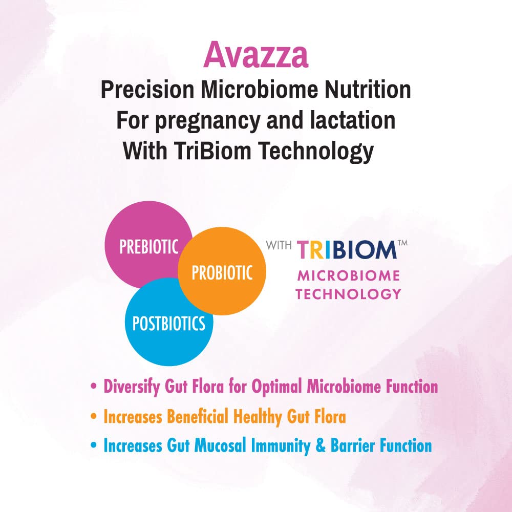 Biom Probiotics Avazza Prenatal Formula with TriBiom Formula Probiotics + Prebiotics + PostBiotics to Nurture & Stabilize Against Leaky Gut, 100% Vegan, Human Milk Oligosaccharides, Powder, 1 Ounce (Pack of 1)
