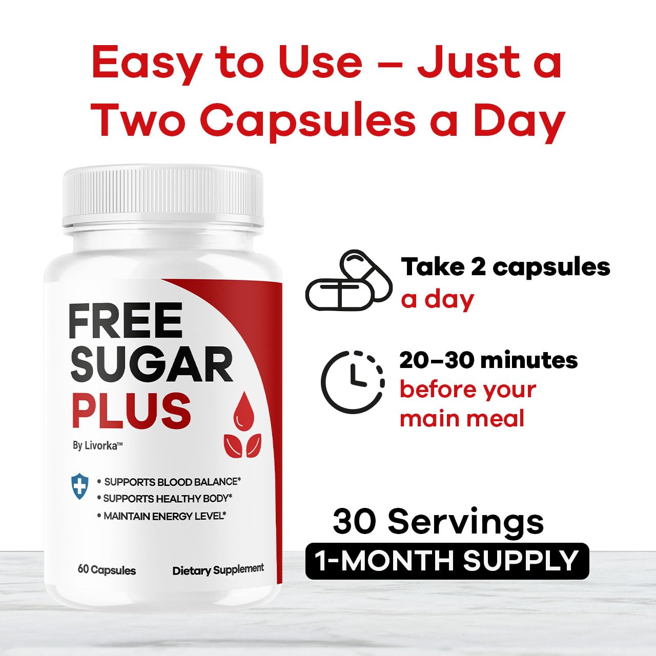 LIVORKA Free Sugar Plus Capsules, 60 Count