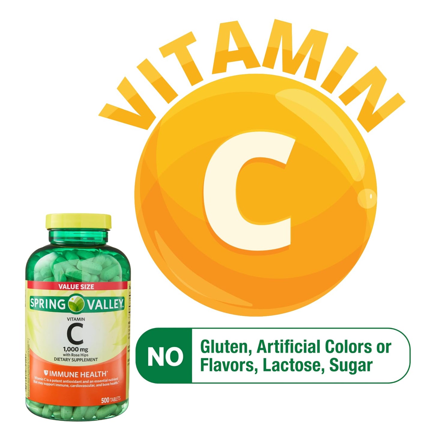 Generic Vitamin C 1000mg with Rose Hips Tablets, 500 Count