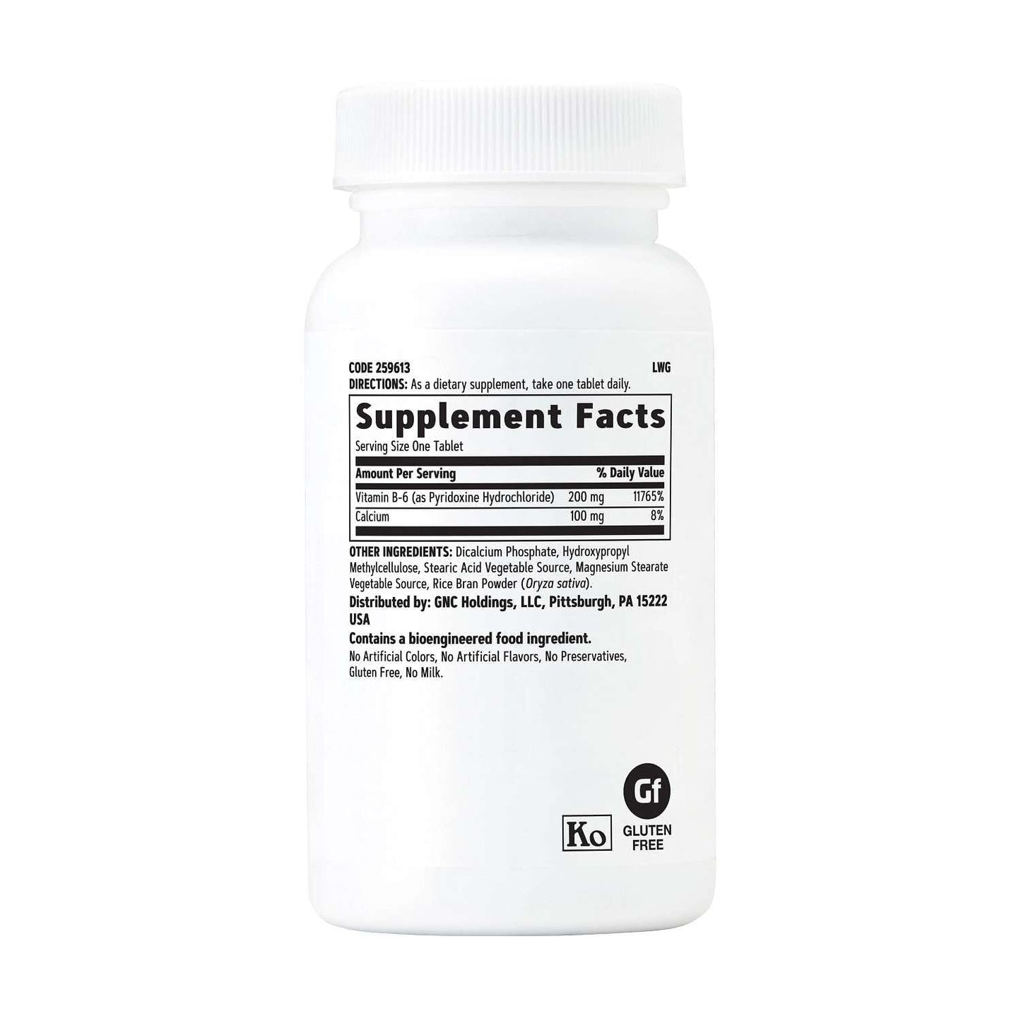 GNC Vitamin B6 200mg Supplement Tablets, 100 Count