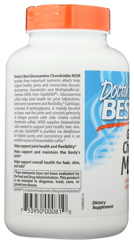 Doctor's Best Glucosamine/Chondroitin/MSM Capsules, 3 Capsules
