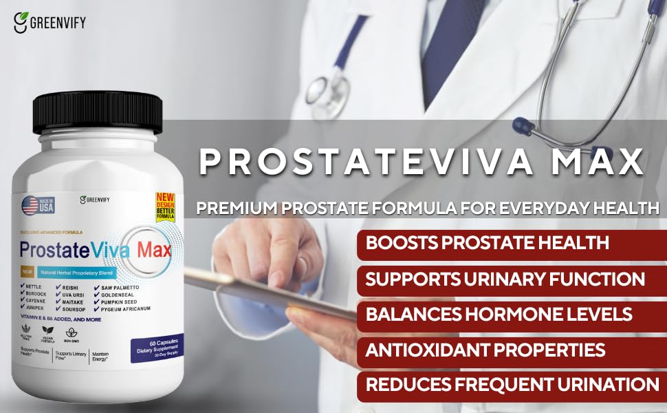 GREENVIFY ProstateViva Max Prostate Supplements for Men Capsules, 60 Count