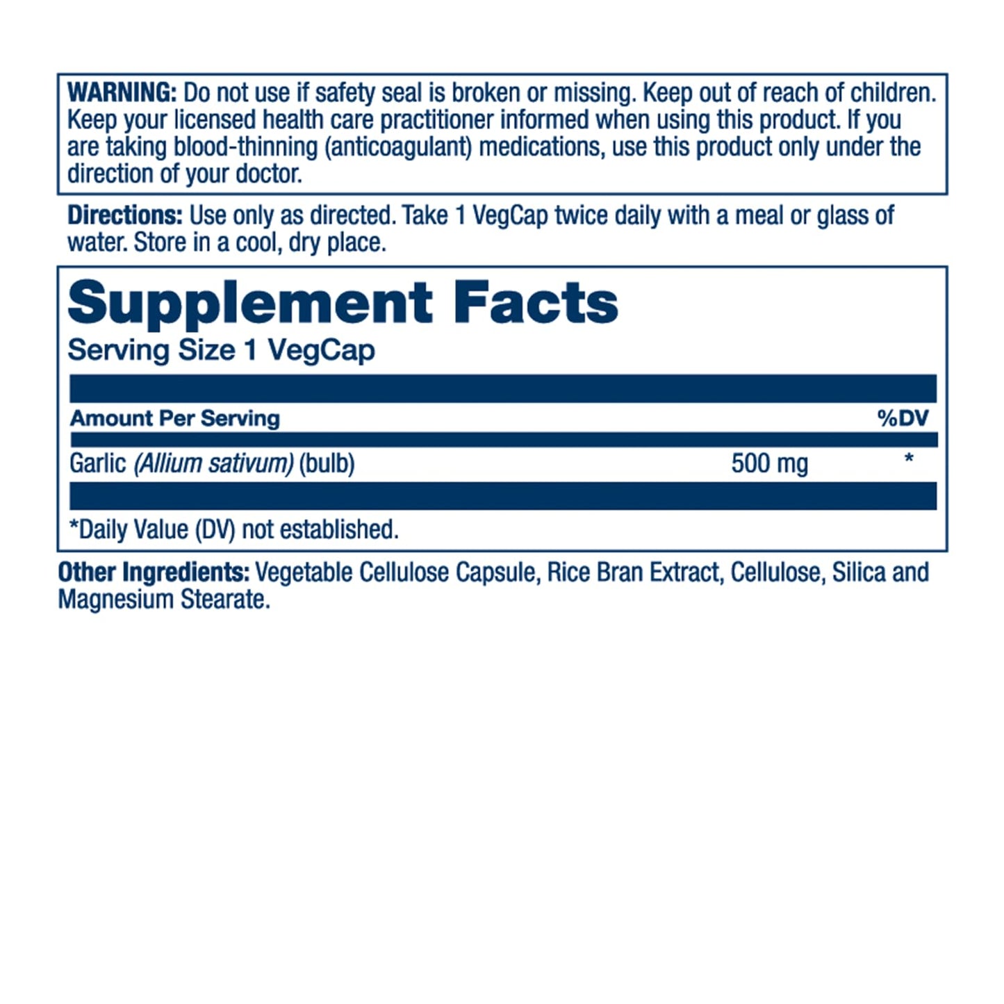 SOLARAY Garlic Bulb 500 mg Capsule 100 VegCaps